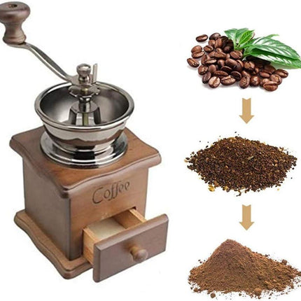 Wooden Coffee Grinder Vintage Antique Ceramic Hand Cranked Coffee Grinder with Retro Style Wooden Coffee Grinder-tfrf.