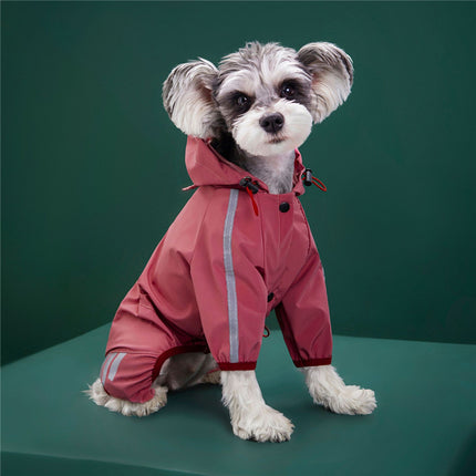 Dog Rainwear Raincoat Pet Hood Waterproof Jacket Clothing pink L.