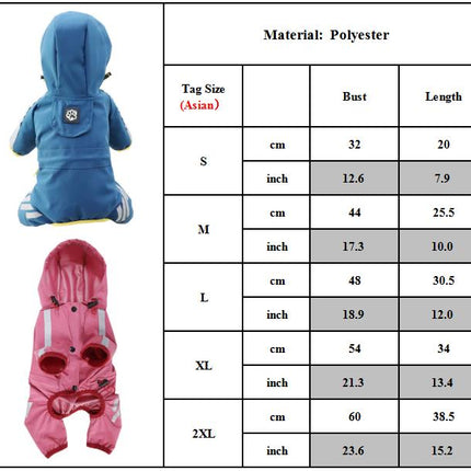 Dog Rainwear Raincoat Pet Hood Waterproof Jacket Clothing pink L.