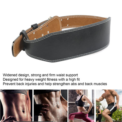 Weight belt for weightlifting, wide sports belt for waist support, fitness belt for rowing, squats, deadlifts, black.