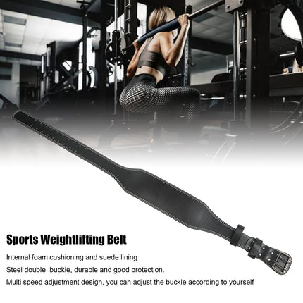 Weight belt for weightlifting, wide sports belt for waist support, fitness belt for rowing, squats, deadlifts, black.