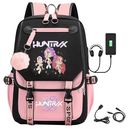K-Pop Demon Hunters Anime School Backpack Cute Cartoon Bag for Students rosa_tfrf pink 10.