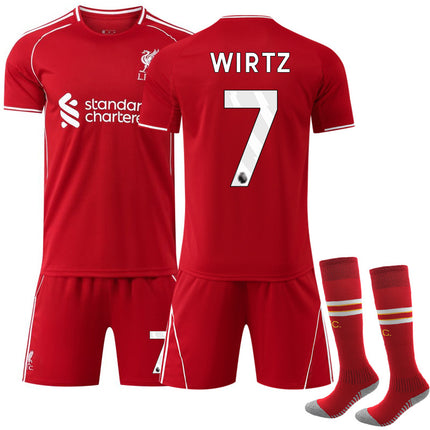 2025-2026 Liverpool Home Kids Adult Football Shirt Kit No. 7 Wirtz No.7 Wirtz 22