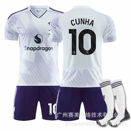 2526 Manchester United Away Kids Football Shirt Kit No.10 Cunha Adult L Adult L