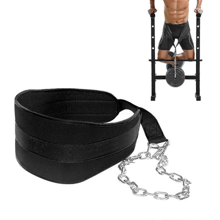 Seektop Weighted Pull Up Dip Belt With Chain (100kg Capacity) - Home Gym Strength Training Waist Belt, Black Eva Material.