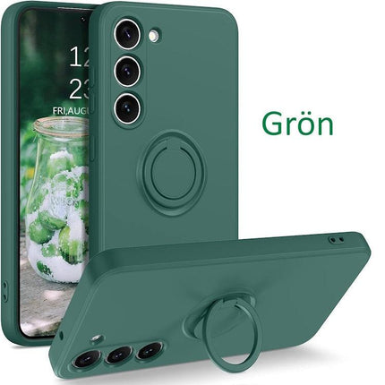 Samsung S23 - Choose Color Silicone Case Magnetic Ring Holder Green Green Green Green Green.