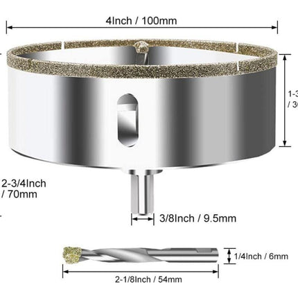 100mm Diamond Hole Saw with Centering Drill, Tile Hole Saw a.