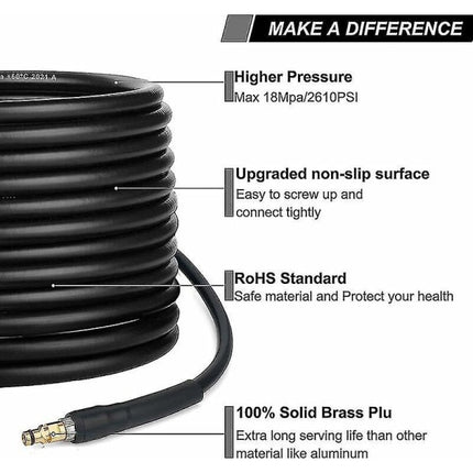 Hose for Kärcher K2 K3 K4 K5 K6 K7 high pressure washer - 10m - Quick connect hose with brass nozzles 10M-yux 10M.