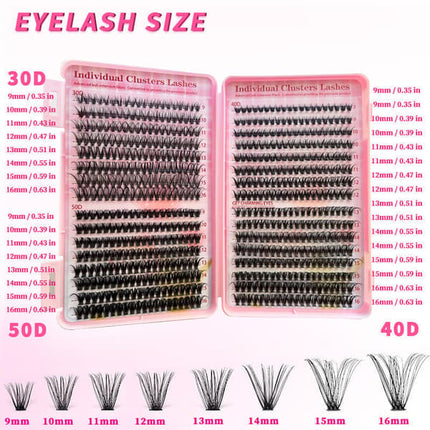Individual False Eyelashes, Pre-made Cluster Lashes, Eyelash Extension Kit with D-curl for Beginners (30+40+50D)_tfrf.