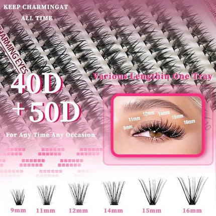 Individual False Eyelashes, Pre-made Cluster Lashes, Eyelash Extension Kit with D-curl for Beginners (30+40+50D)_tfrf.