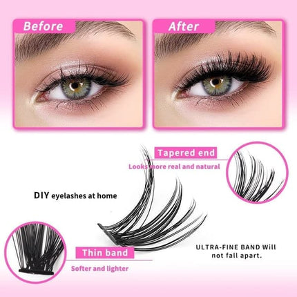 Individual False Eyelashes, Pre-made Cluster Lashes, Eyelash Extension Kit with D-curl for Beginners (30+40+50D)_tfrf.