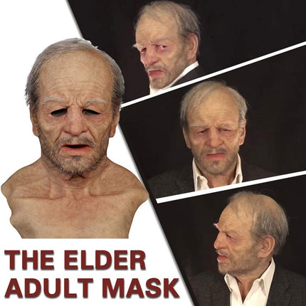Halloween Latex Mask - Old Man Decor Realistic Face Mask for Human Wrinkle B.