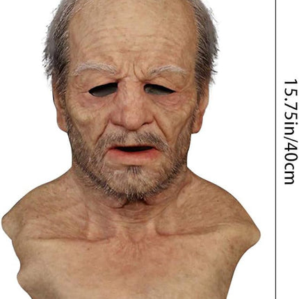 Halloween Latex Mask - Old Man Decor Realistic Face Mask for Human Wrinkle B.