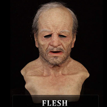 Halloween Latex Mask - Old Man Decor Realistic Face Mask for Human Wrinkle B.