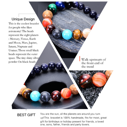 Solar System Bracelet for Men and Women, Universe Galaxy Eight Planets Guardian Star Natural Stone Beads Bracelet Gift Eight Planets 1—yux Eight Planets 1.