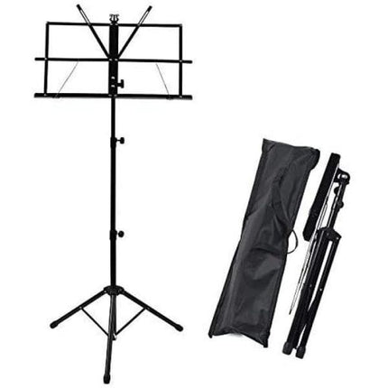 {CA}Adjustable Music Stand, Portable Foldable Metal Stand with Carrying Bag, Lightweight for Storage or Travel, Black.