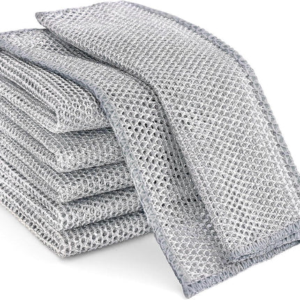 2025 Latest Model 6-Pack Multifunctional Steel Wire Dish Cloths, Double Layer.