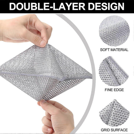 2025 Latest Model 6-Pack Multifunctional Steel Wire Dish Cloths, Double Layer.