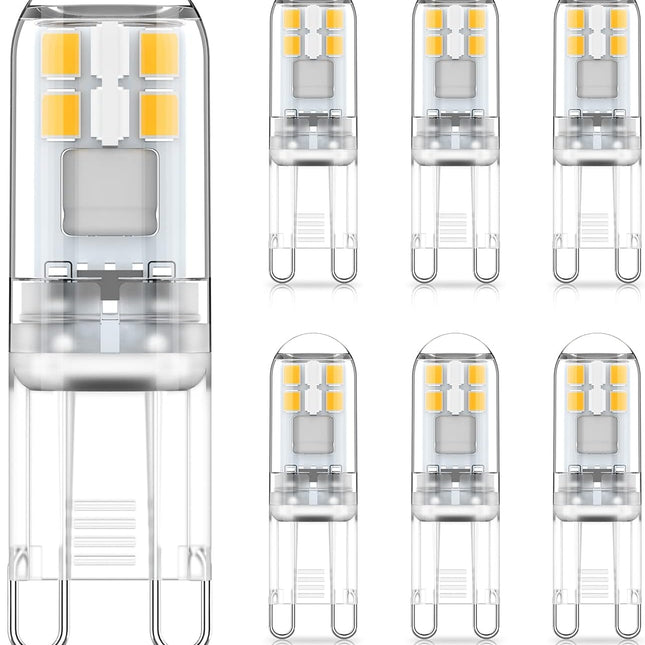 G9 LED bulbs 1.5W equivalent to 20W halogen natural white light 4000K, AC 220-240V, non-dimmable, mini bulb, flicker-free, 6-pack_MGF.