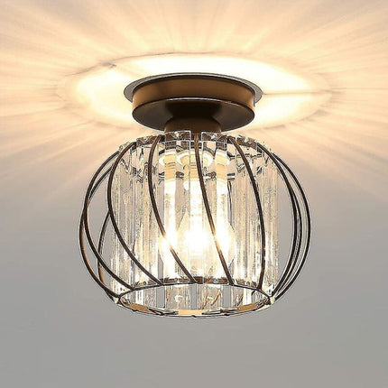 Modern Crystal Ceiling Light E27 LED Ceiling Lamp Mini Crystal Chandelier for Kitchen Dining Room Bedroom Hallway Entrance (Black)HYD.