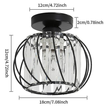 Modern Crystal Ceiling Light E27 LED Ceiling Lamp Mini Crystal Chandelier for Kitchen Dining Room Bedroom Hallway Entrance (Black)HYD.