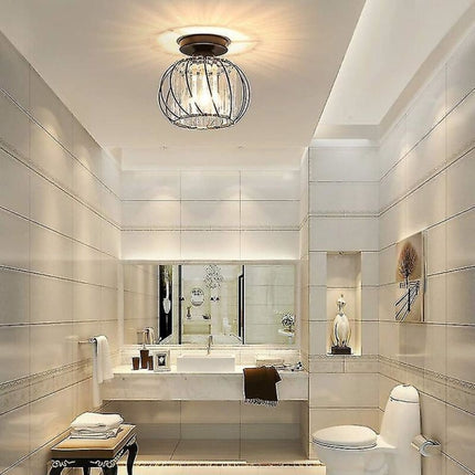 Modern Crystal Ceiling Light E27 LED Ceiling Lamp Mini Crystal Chandelier for Kitchen Dining Room Bedroom Hallway Entrance (Black)HYD.