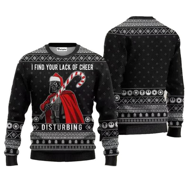 Santa Darth Vader Christmas Sweater Ugly Star Wars The Mandalorian Men's Sweater Autumn Winter Women's Sweater style 4 style 4 L.
