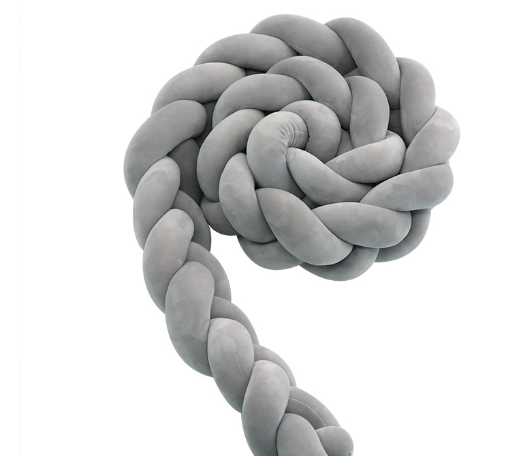 Baby rotating bed snake, bed cover decoration, handmade three-strand braid Light gray Light gray 1 meter.
