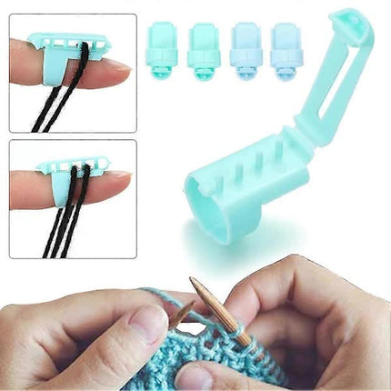 4pcs Yarn Guide Finger Holder Knitting Thimble Tool Plastic Yarn Guide Separated Yarns.