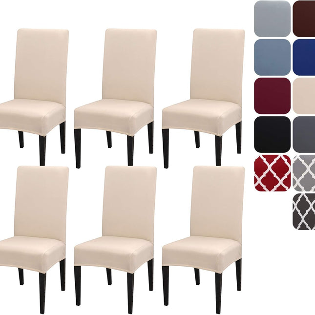 Dining Room Chair Covers, Set of 4 or 6, Stretchy, Removable, Washable, Chair Covers, Decorative Protectors, Seat Covers for Hotel Beige-tfrf Beige 6pcs.