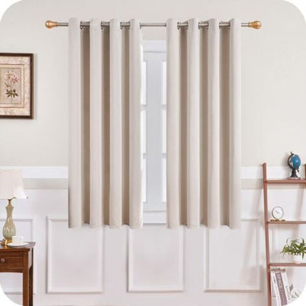 Thermal Insulating Blackout Curtain 140x160 cm Short Beige Interior Small Window Curtains for Living Room Bedroom Set of 2 with Eyelets, by DEBUNS.