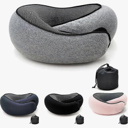 Travel Neck Pillow U-Shaped Memory Cotton Neck Pillows Massage Neck Pillow Sleeping Airplane Pillow Cervical Health Care Pillow black.