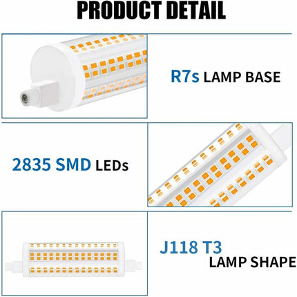 20W 118mm R7s Dimmable LED bulb, Daylight 4000K, 2200lm, 2 pcs - Equivalent to 200W Halogen, Energy Class A+.
