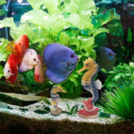 Aquarium Seahorse Decoration Resin Seahorse Statue Ornament Aquarium - 2 Pieces.