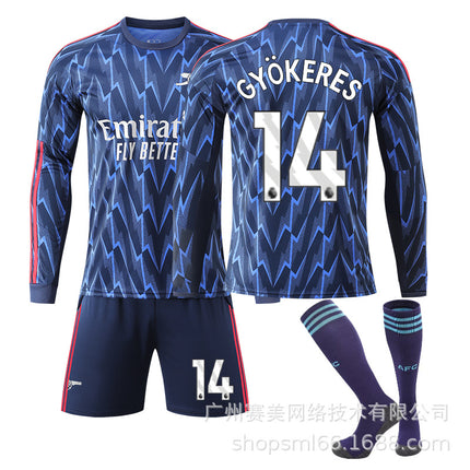 25-26 Arsenal away long sleeve shirt set (with socks) NO.14 GYOKERES 28#.
