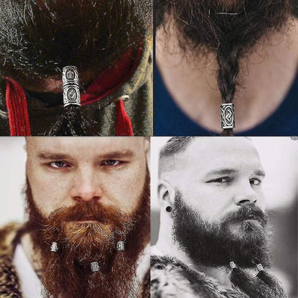 Kryc 80 Rune Beads Set With 300 Rubber Bands, Viking Beard Beads, Antique DIY Hair And Beard Beads, Nordic Hair Jewelry, Braided Bracelet, Pendant.