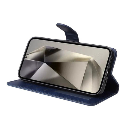 SKALO Samsung S25 Ultra PU Leather Wallet Case - Multiple Colors Blue_max Blue.