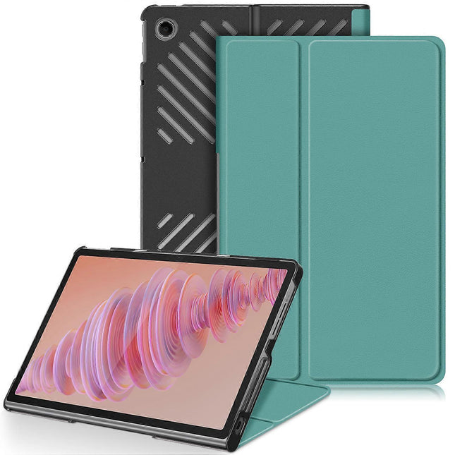 Protective Stand for Lenovo Tab Plus 11.5 inch TB351FU with Heat Dissipation in Leather Blackish Green.