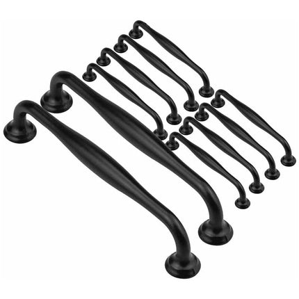 10 pcs Black Furniture Handles - Black Kitchen Furniture Handles Door Handles Drawer Bedroom Center Distance 128mm, Handles for Wardrobes.