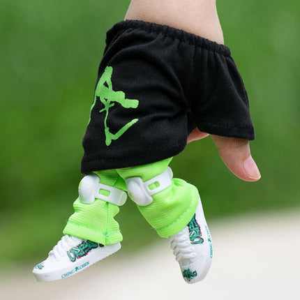 Finger Skateboard With Shoes Mini Scooter Finger Toy Set Gripboard Shoes And Pants Finger Skate Board Mini Skateboard 0.04 Black Series.