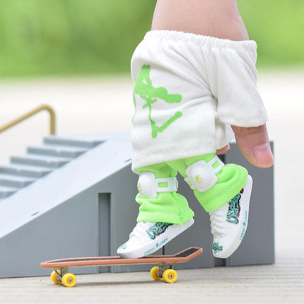 Finger Skateboard With Shoes Mini Scooter Finger Toy Set Gripboard Shoes And Pants Finger Skate Board Mini Skateboard 0.04 Black Series.
