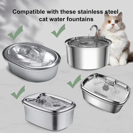 Cat Water Fountain Filter Set of 16 Compatible with Stainless Steel Pet Fountain Includes 8 Replacement Filters and 8 Sponges.