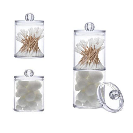 Sophisticated Crystal Glass Apothecary Jars for Bathroom Accessories, Clear Glass Container with Removable Lids for Vanity Organizers, Decora.