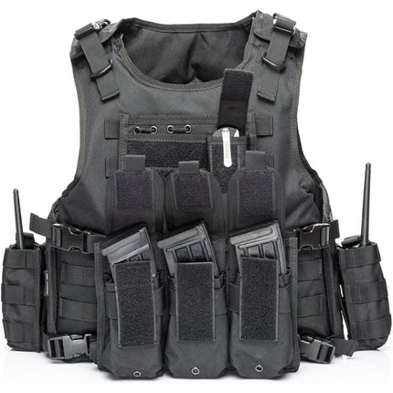 Tactical Vest, Adjustable Plate Carrier for Army, Police, Black.