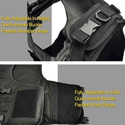Tactical Vest, Adjustable Plate Carrier for Army, Police, Black.