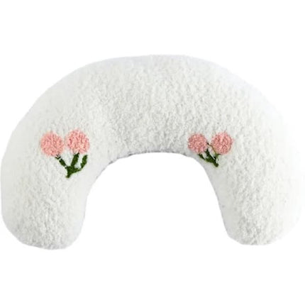 Pet Fur, Cat and Dog Pillow, Relief for Pet Play, Tear and Bite Resistant, U-Shaped Headrest, White.