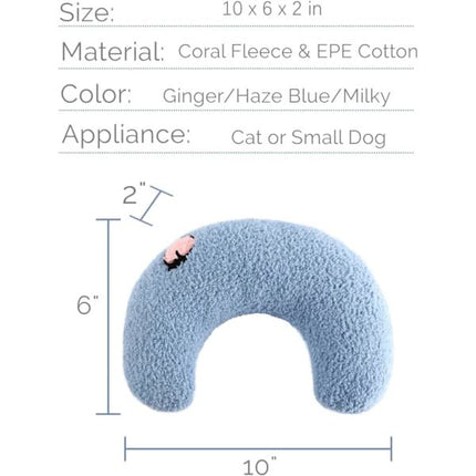 Pet Fur, Cat and Dog Pillow, Relief for Pet Play, Tear and Bite Resistant, U-Shaped Headrest, White.