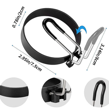 Stainless Steel Egg Ring Pancake Mold for Fried Eggs and Omelets - 4 Pieces.