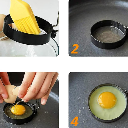 Stainless Steel Egg Ring Pancake Mold for Fried Eggs and Omelets - 4 Pieces.