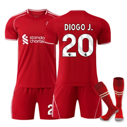 2025-2026 Liverpool Home Kids Adult Football Shirt With Socks No.20 Diogo J. XS
